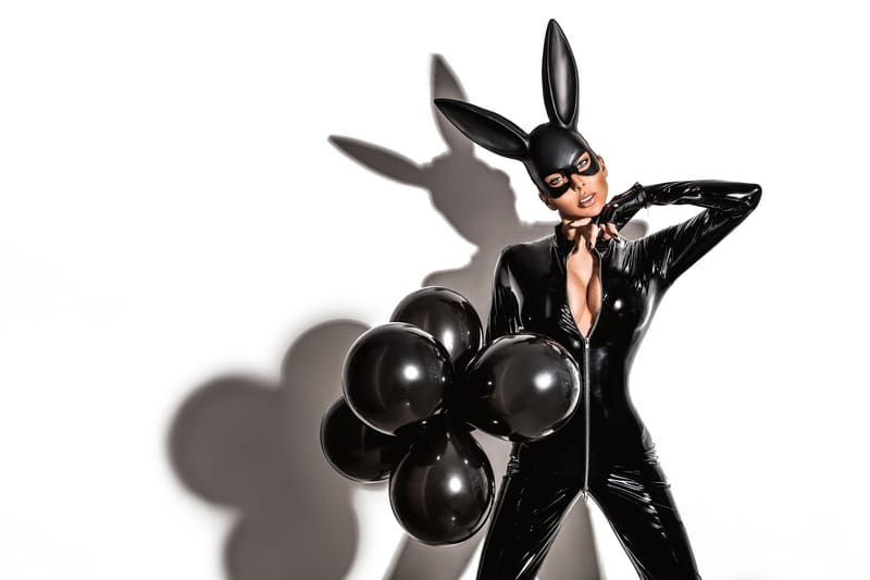 Sexy Halloween bunny mask in leather