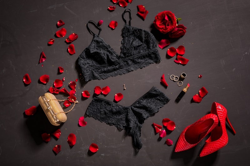 black lace lingerie and accessories